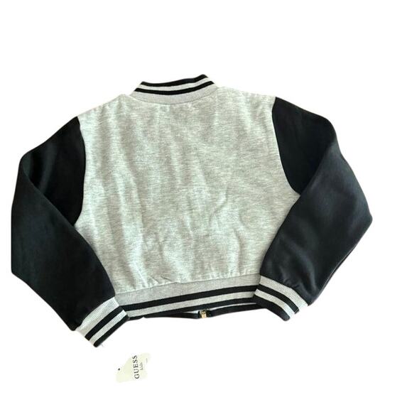 Guess Kids Gray Black Varsity Zip Jacket NWT Size 6X Logo Jacket - Picture 3 of 12